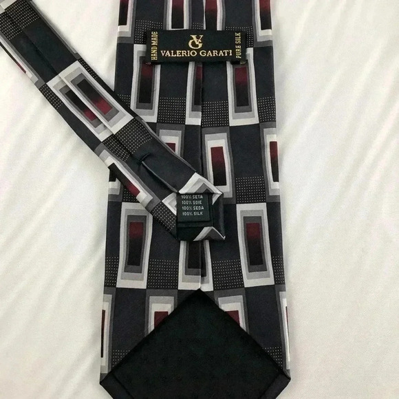 Valerio Garati Black Maroon Silk Tie 60” - Picture 3 of 3